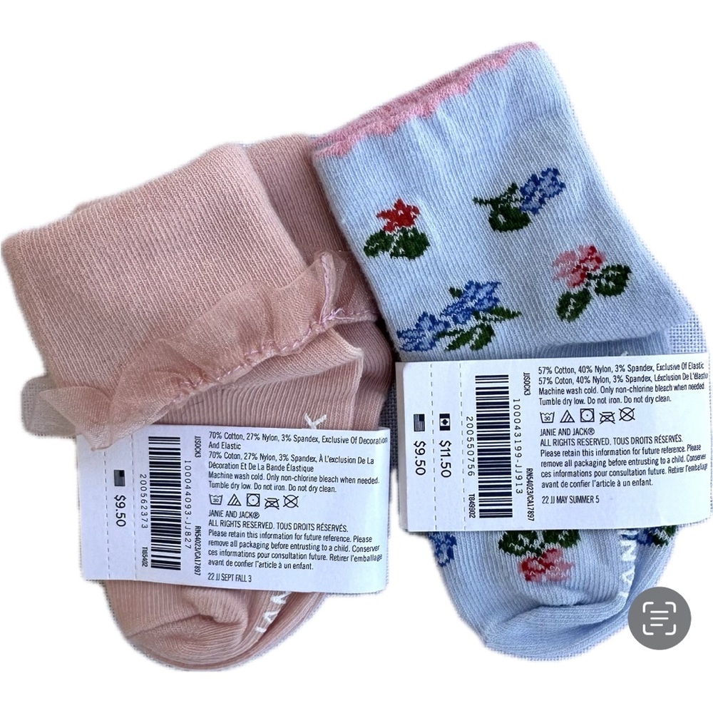 NWT Janie and Jack | 2 Pairs of Socks Size 3-6M - Picture 2 of 2